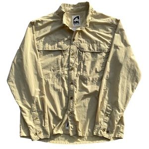 Mountain Khakis Long Sleeve Tan Button Up Collared Nylon Hiking Shirt Large